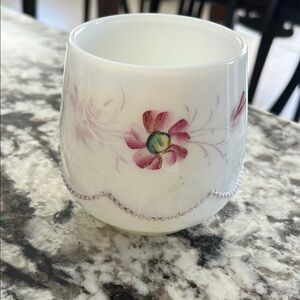 Heisey Antique Custard Glass Floral Ceramic Porcelain Cup